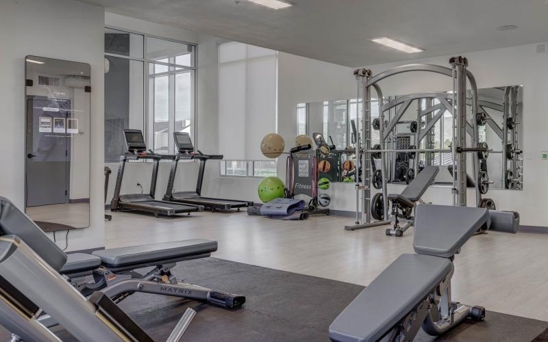 a gym with exercise equipment