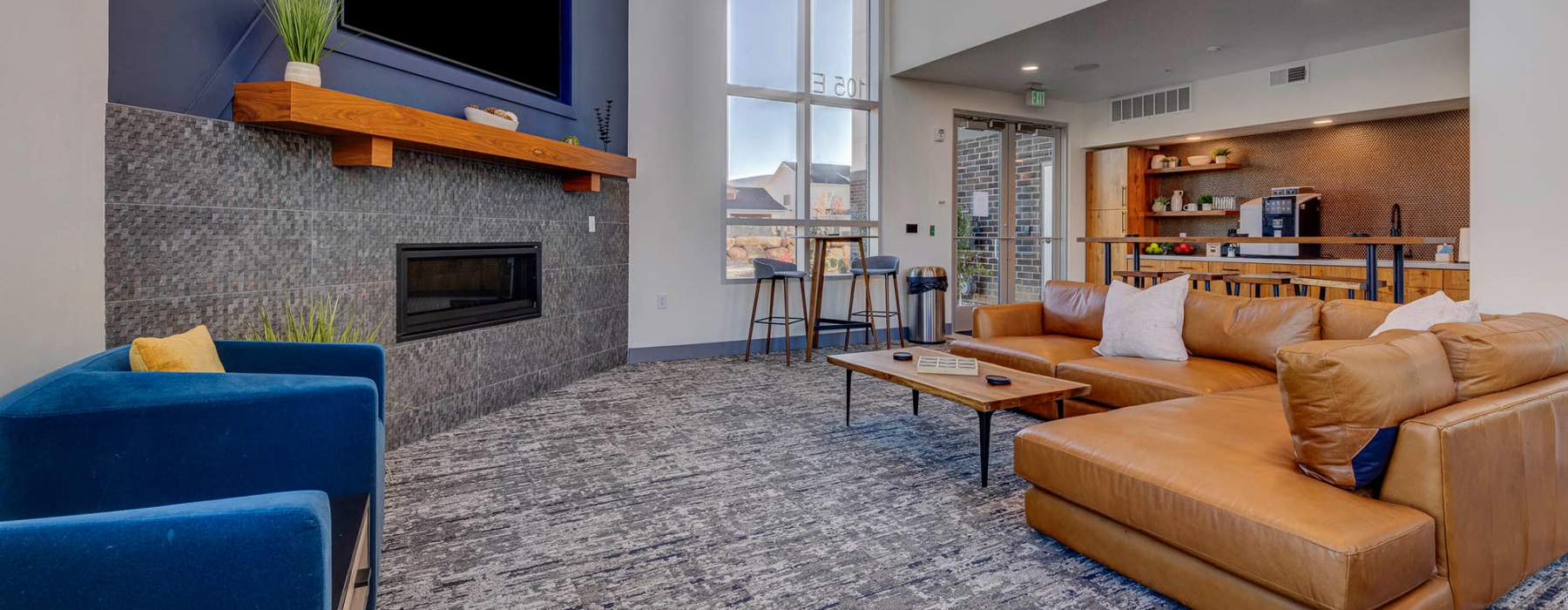 clubhouse with a fireplace