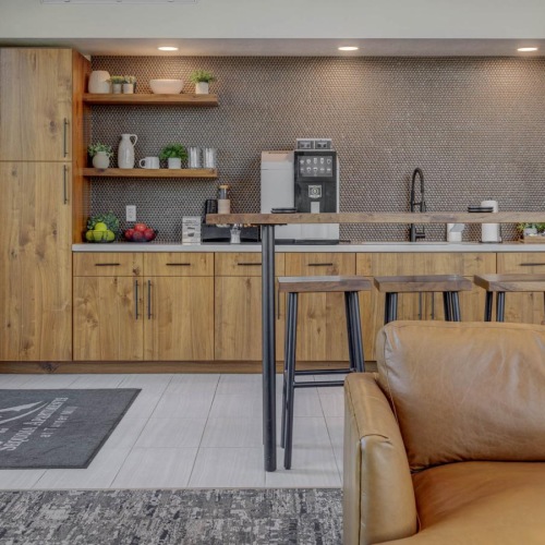 clubhouse kitchen and coffee counter