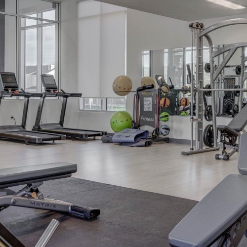 a gym with exercise equipment