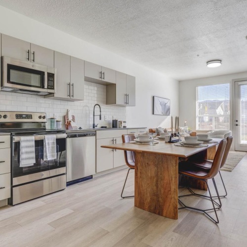 open kitchen and dining area